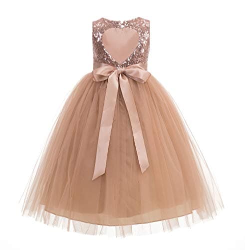 ekidsbridal Heart Cutout Sequin Flower Girl Dress