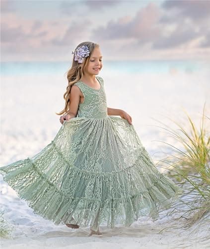 Lace Boho Toddler Girl Dresses for Wedding, Garden Party, Holiday, Communion