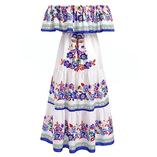 Summer Floral Print Off Shoulder Maxi Dress for Women by IMEKIS