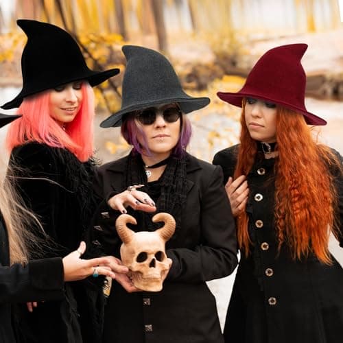 Modern Black Wool Knit Witch Hat for Women - Halloween Party Costume Accessory