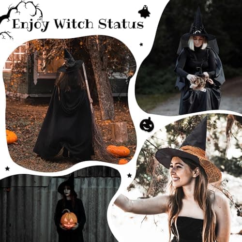 Womens Halloween Witch Hat with Veil for Cosplay Party