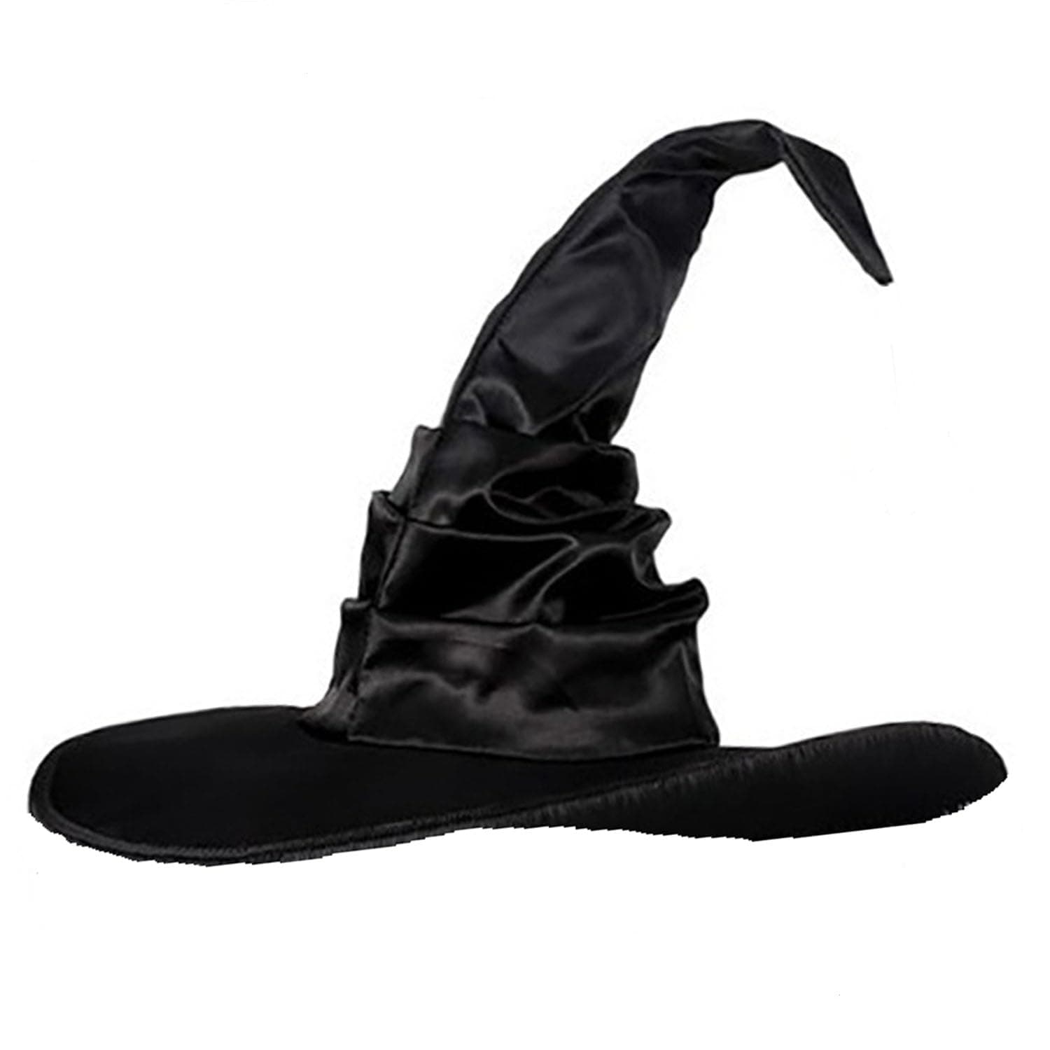Black Witch Hat for Women Ruched Crooked Costume Accessories