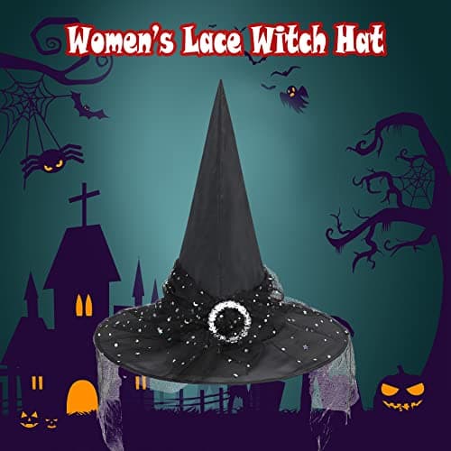 Zando Lace Witch Hat for Women | Halloween Cosplay & Decoration