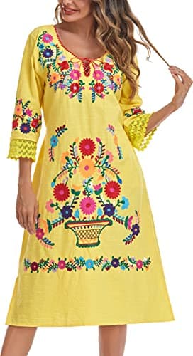 YZXDORWJ Women's Mexican Floral Lace Bridesmaid Dress
