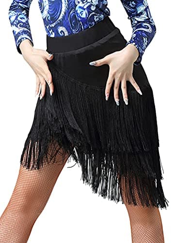 Z&X Women's Latin Salsa Dance Skirt with Hi-Lo Ruffle Shorts