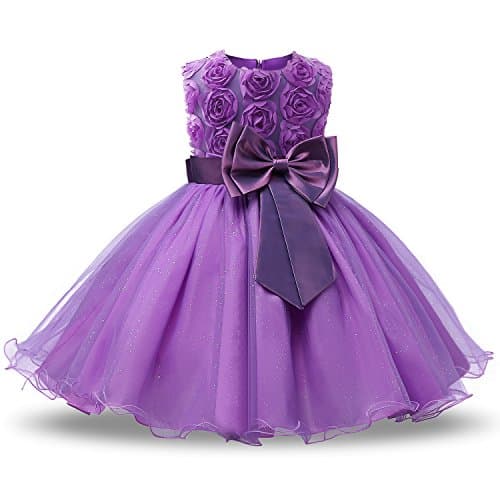NNJXD Girl 3D Flower Lace Sleeveless Holiday Tutu Dresses