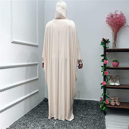 Alilyol Women's Solid Color Muslim Pray Dress Abaya Kaftan with Hijab
