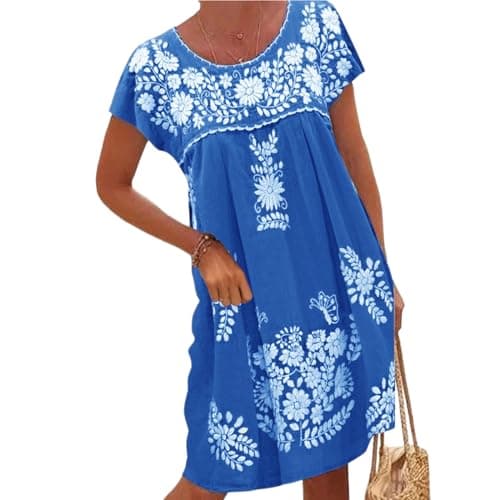 Melliflo Loose Floral Embroidered Dress for Women