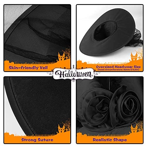 Women's Landisun Halloween Witch Hat with Half Veil