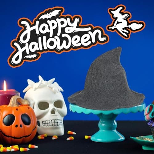 Modern Black Wool Knit Witch Hat for Women - Halloween Party Costume Accessory