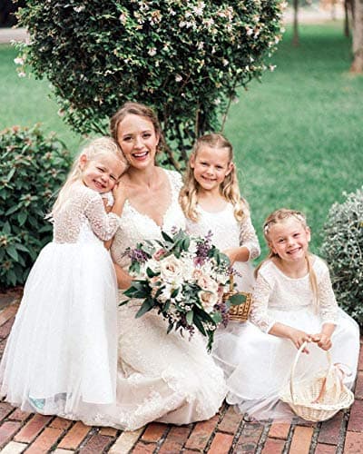Topmaker Full-Length Straight Tulle Tutu Dress with Lace Back for Girl Party Flower Maid