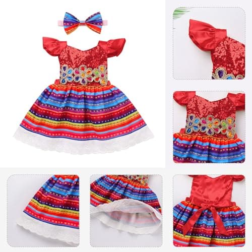 Mexican Dress Set for Baby Girls 3-24 Months Cinco De Mayo Ethnic Wear