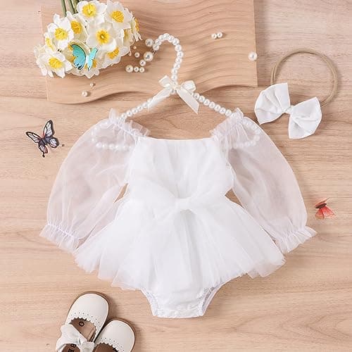 New Born Baby Girl Flower Embroidered Tutu Dress