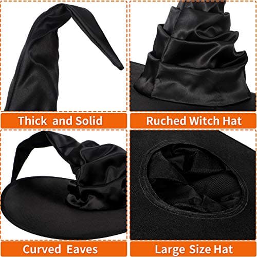 Women's Black Witch Hat Set for Halloween Cosplay Party