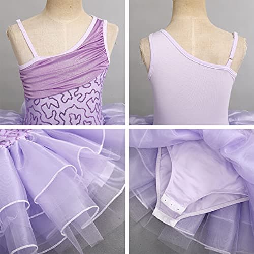 Girls' Ballet Leotard with Tutu Dress and Flower Brooch - Ages 3-10