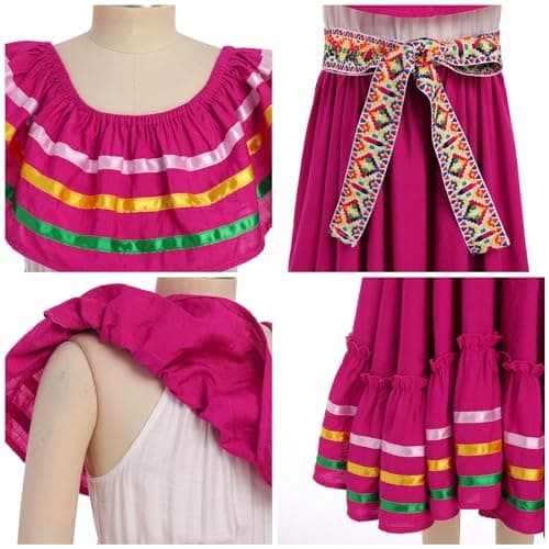 IMEKIS Toddler Girl Traditional Mexican Embroidered Floral Dress 4-10T