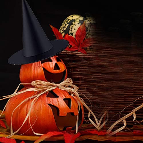 Black Witch Hats with Hanging Decorations for Halloween Party