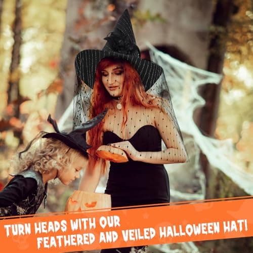 Black Witch Hat for Adult Women Halloween Costume Party Accessories