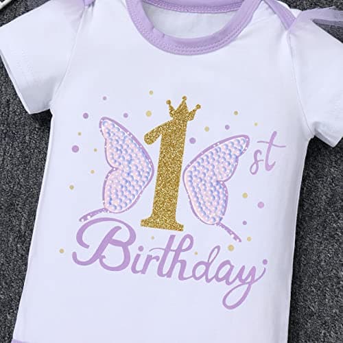 ODASDO Baby Girl First Birthday Outfit with Flower Print Tutu Skirt & Crown