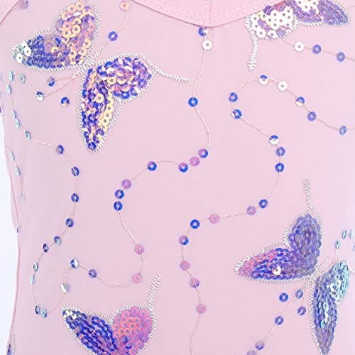 AFAVOM Girls' Glitter Butterfly Camisole Dance Tutu Skirt Leotard