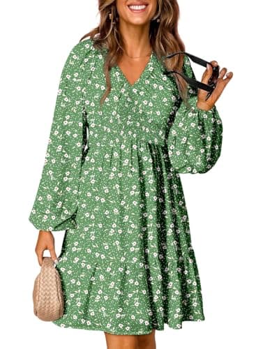 2024 Boho Floral V Neck Mini Dress for Women