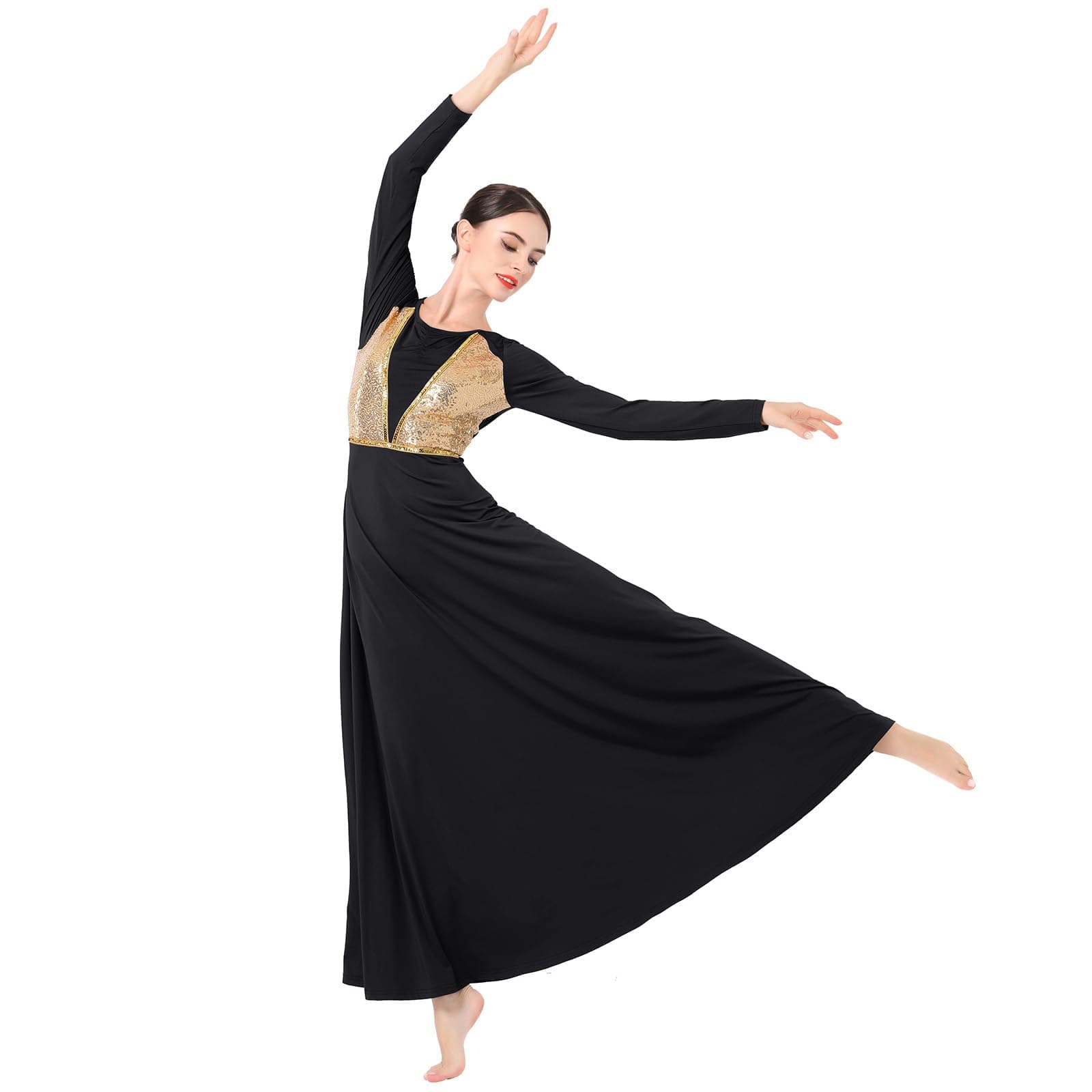 ODASDO Shimmering Praise Dance Dress for Women Liturgical Worship Gown