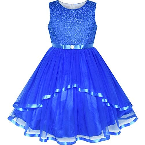 Fashion Girls Blue Wedding Party Bridesmaid Dress Size 4-12
