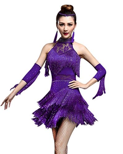 Women's Rhinestone Fringe Flapper Party Dress for Latin Salsa Ballroom Dancing