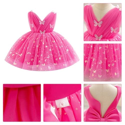 IDOPIP Shiny Butterfly Tutu Dress for Toddler Girls Birthday Parties