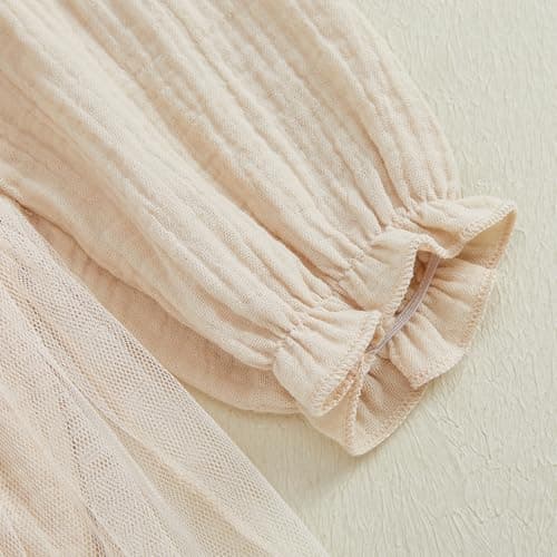 BOEBNOZCV Baby Girl 1st Birthday Ruffled Tulle Romper Long Sleeve Dress