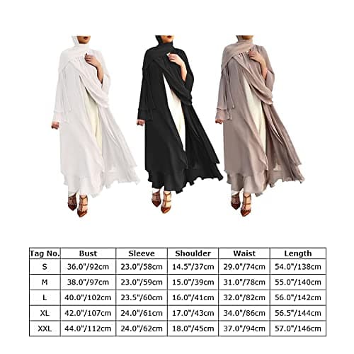 OBEEII Women Muslim Chiffon Maxi Dress