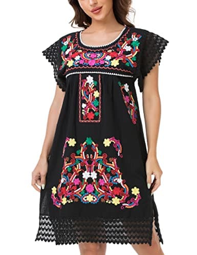 Mexican Embroidered Dress for Women