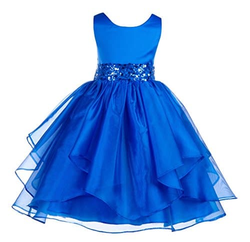 ekidsbridal Asymmetric Ruffled Organza Sequin Flower Girl Dress