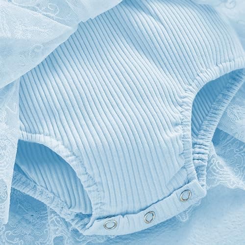 Newborn Baby Girls' 2pc Summer Set: Lace Romper Dress with Bowknot Headband