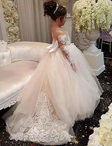Lovely Lace Flower Girls Dresses for Kids' First Communion, Wedding, Pageant and Ball Gown