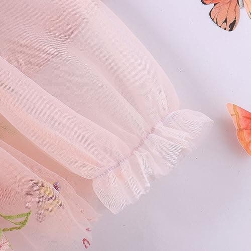 Newborn Baby Girl Flower Embroidery Tutu Princess Bodysuit