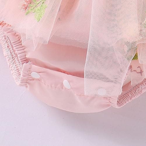 Newborn Baby Girl Flower Embroidery Tutu Princess Bodysuit