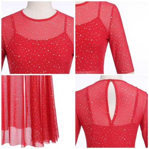3pcs Women Modern Contemporary Dance Costume: Power Mesh Maxi Overdress + Camisole + Shorts