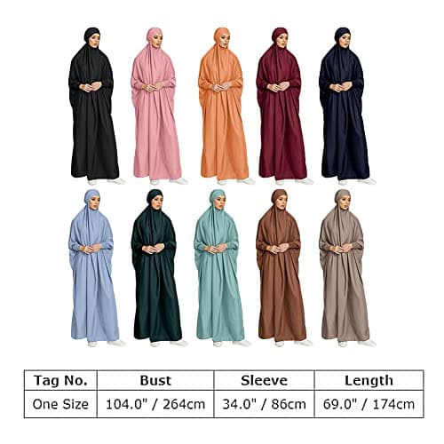 Simple Muslim Women's Maxi Dress with Hijab