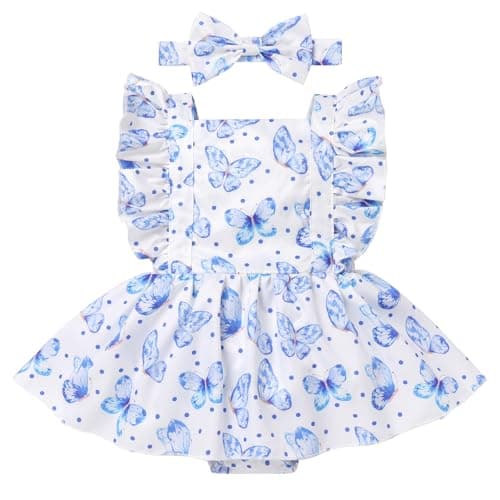 Newborn Infant Baby Girl Romper Dress with Headband Set