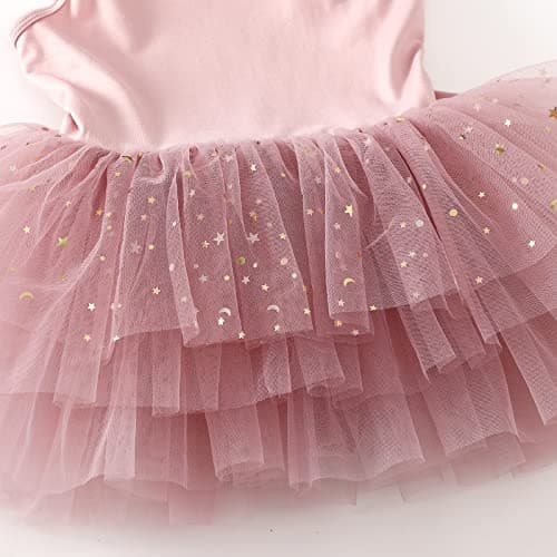 CARTEEL Toddler Girls Ballet Dress with Shiny Tulle Cuffs