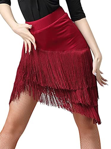 Z&X Women's Latin Salsa Dance Skirt with Hi-Lo Ruffle Shorts
