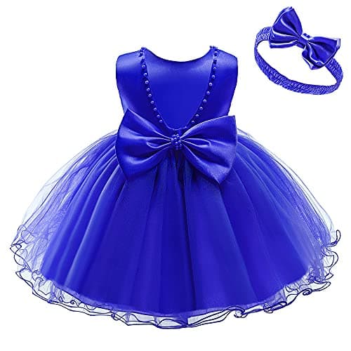 Baby Girls Ruffle Lace Backless Dress with Headwear