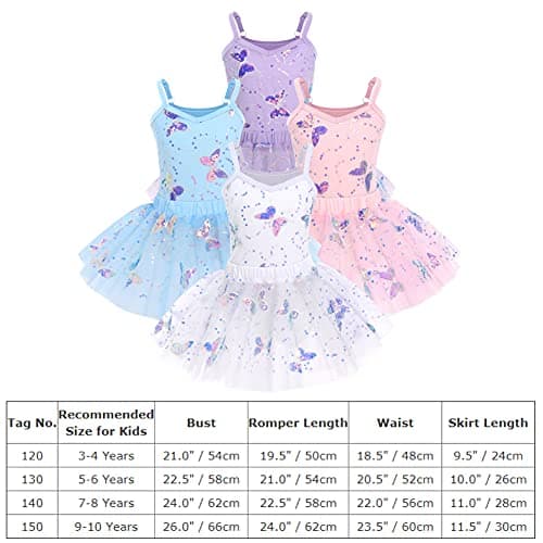 Girls' Sparkly Butterfly Ballet Leotard with Tutu Skirt
