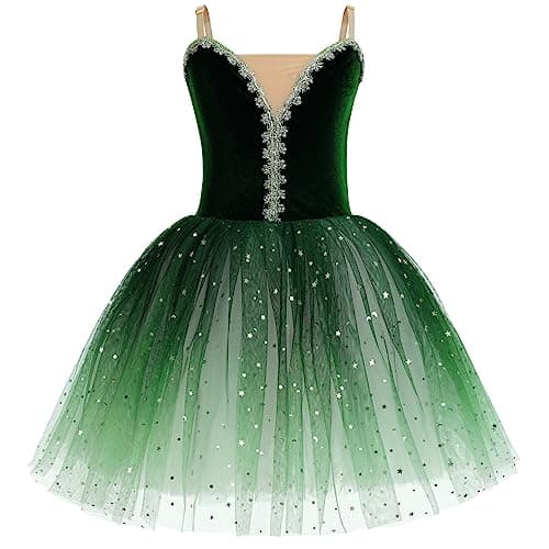 Girl's Velvet Tutu Ballet Dress - Spaghetti Straps Gymnastics Leotard