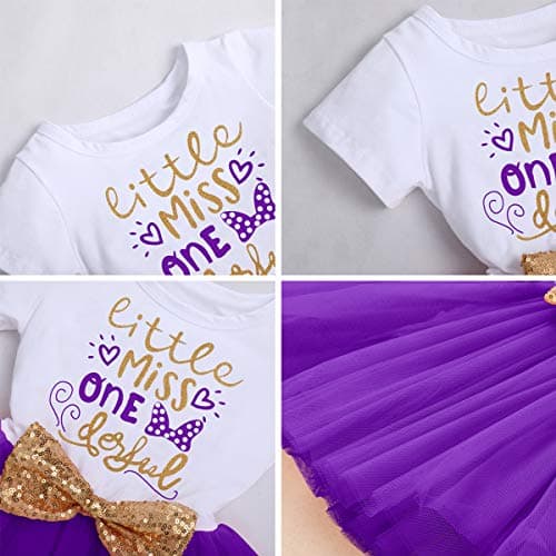 ODASDO Baby Girl 1st/2nd/3rd Birthday Princess Tulle Dress with Headband