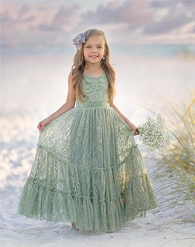 Lace Boho Toddler Girl Dresses for Wedding, Garden Party, Holiday, Communion