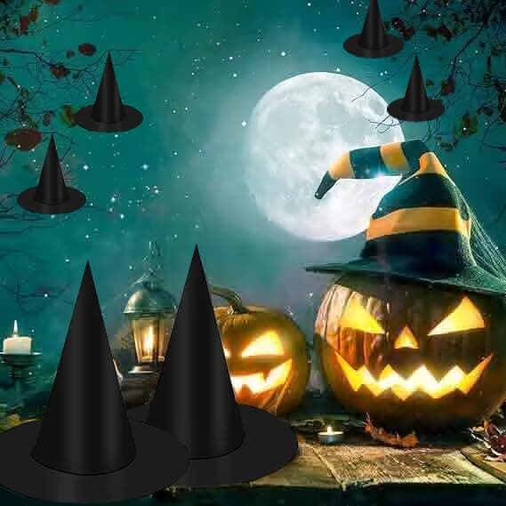 8Pcs Black Hanging Witch Hats for Halloween Party-decoration
