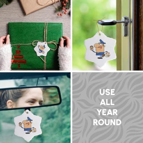 Funny Cop Eating Donuts Snowflake Ornament for Police Officers