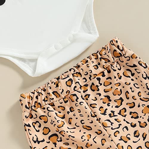 Eadrioss Wild Girl Birthday Outfit Leopard Romper Bell Bottoms